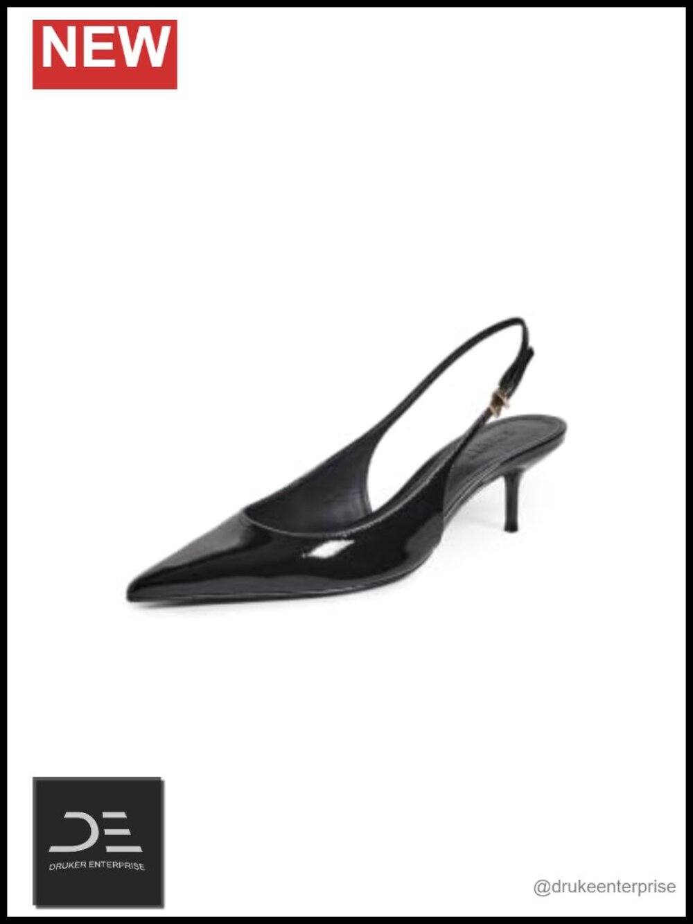 Patent Leather Slingback Kitten Heels Pointed Toe 2in